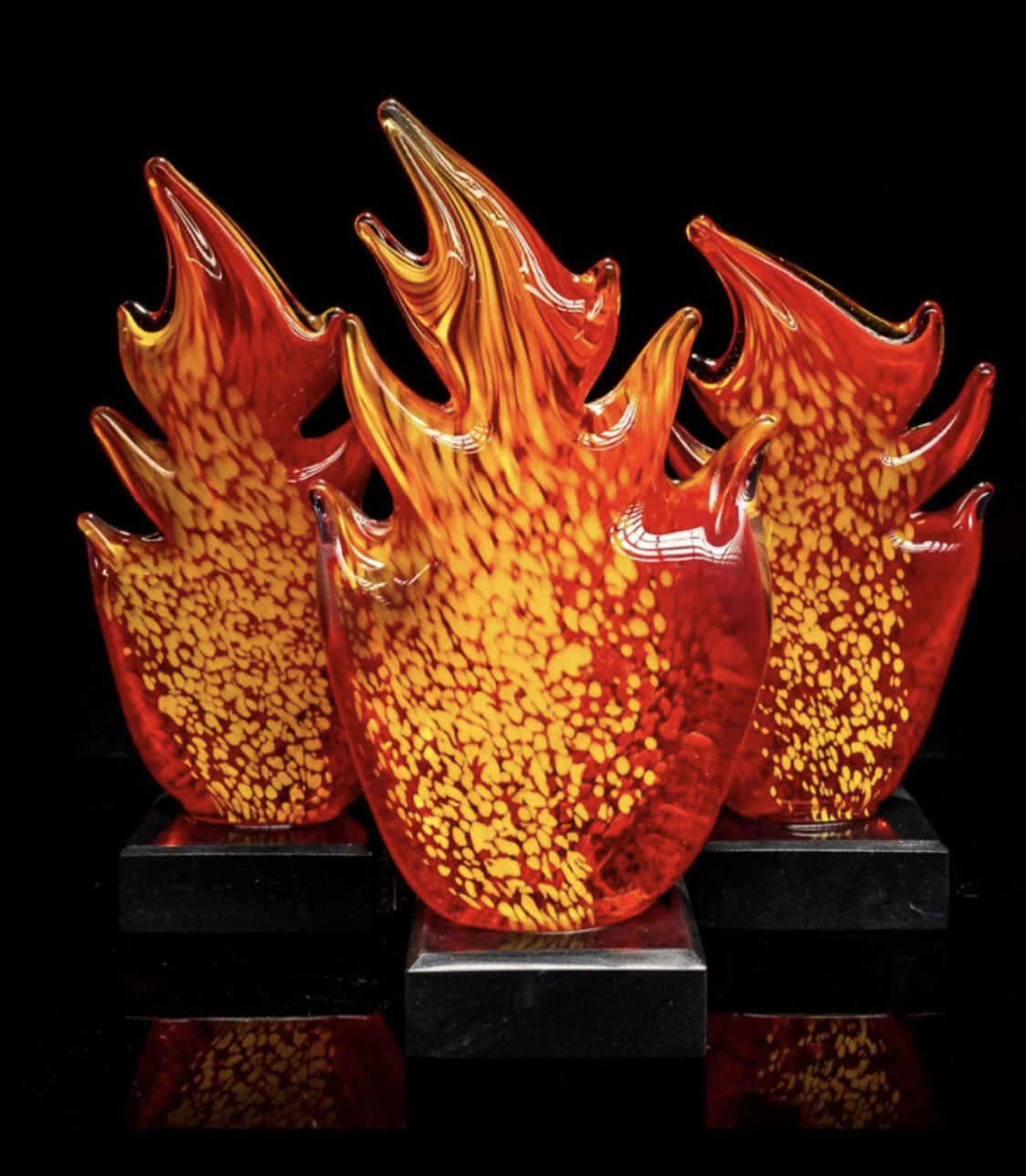 custom blown glass flame award